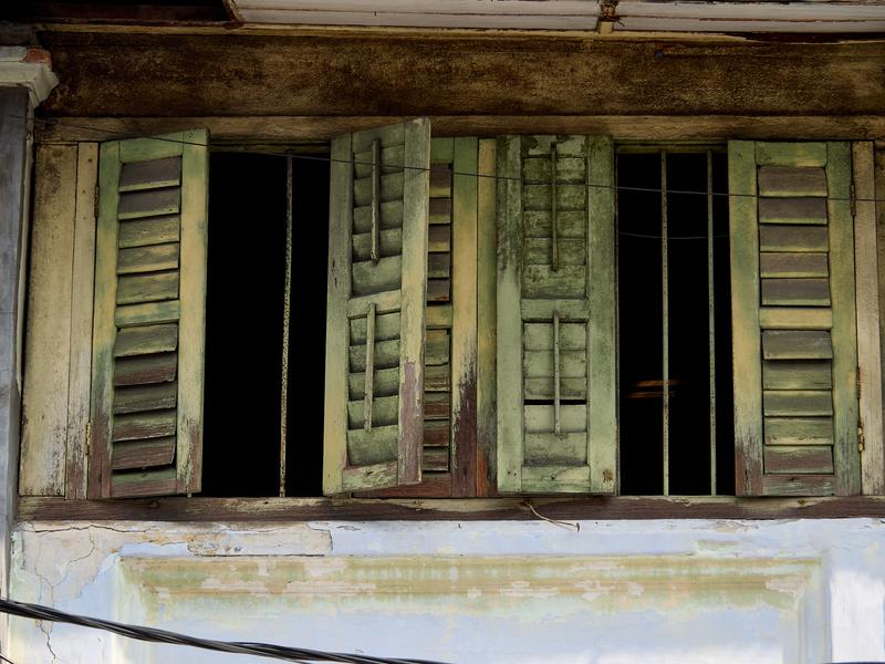 Weathered and textured shutters, Penang, Malaysia